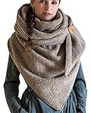 Yuson Girl Sciarpa Donna Inverno Moda Scialle Avvolgere Casuale Pulsante Morbido Sciarpe Punti Cappotto Grandi Tartan Wrap Maglia Scialle Inverno Donna Poncho(Khaki)