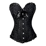 Corsetto da donna con lacci, taglie forti, in raso, con stecche - nero - Medium