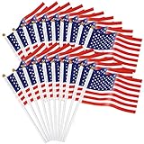 Bandiera americana, 20 bandiere nazionali tascabili da 14 x 21 cm con mini bandiere nazionali tascabili 2023 decorazioni (bandiera americana)