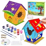 HOVIBU 2 Pezzi fai da te Casetta Uccelli in Legno Kit per Bambini, Casetta per Uccelli per Costruire e Dipingere, Birdhouse Kit Regalo di Compleanno di Natale per Ragazze Ragazzi