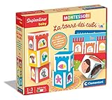 Clementoni- Sapientino Baby Torre dei cubi-Gioco Educativo 1 Anno (Versione in Italiano), Giochi Montessori, Made in Italy, Multicolore, 16411