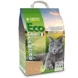 Croci Lettiera Eco Clean 10 L - Lettiera Gatti agglomerante, Biodegradabile si getta nel WC, 100% vegetale, Sabbia Antiodore di lunga durata