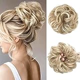 JJstar Grande Chignon Finto per Capelli, Chignon Facile per Capelli Elastico Capelli Finti Ondulato Capelli Veri Coda di Cavallo Pezzo di Capelli Spessi Updo per Donne Ragazze (Biondo cenere)