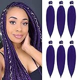 BLTYXT Pre stretched Braiding Hair 26   Easy Braid 6 Packs Professional Itch Free Synthetic Fiber EZ Braids Yaki Texture Knotless Braiding Hair Extensions (26 Inch（Pack of 6）, Purple#)