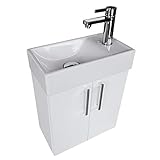 paplinskimeobel mobile da bagno con lavabo Set di mobili da bagno in ceramica e lavabo 40x22 cm, sinistra/destra, alta qualità (White)