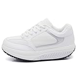 Scarpe da Ginnastica Basculanti Corsa Sportive Ginnastica Sneakers Comode per Camminare Dondolo Fitness Benessere Dimagranti Comode da Donna IF07 Bianco N.39