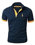 LIUPMWE Polo Uomo Manica Corta Ricamo Giraffa Cotone Moda Comodo vestibilità Slim Golf Poloshirt Sportive Shirt,Blu,L