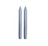 Set da 2 candele decorative scanalate Dorica - Colore Azzurro polvere Dusty Blue - Durata 8 ore - Diametro 2,5 cm Altezza 25 cm