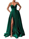 ORANDESIGNE Donna Vestito Lungo Nero Elegante Senza Maniche Vestito da Cerimonia Abito da Sera Partito Scollo a V Maxi Abiti Vestito a Tracolla A Verde S