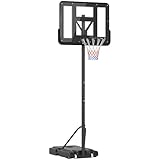 HOMCOM Canestro Basket Altezza Regolabile 160-305cm, Base con Ruote e Struttura in Acciaio, Tabellone in PVC Trasparente