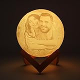 Lampada Lunare 3D Personalizzata, Personalizzato Photo 3D Moon Lamp Stand, Custom Moon Light con Foto e Testo, 16 Colori, USB Ricarica Luna Notte Luce per Bambini, Compleanno, Ringraziamento, Natale