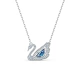 Swarovski Collana Dancing Swan, Azzurro, Placcato Rodio