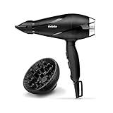 BaByliss 6713DE Asciugacapelli professionale Shine Pro, MADE in ITALY, Funzione Ionica, 2200W con Diffusore e concentratore, Velocità dell aria fino a 110 kmh, 2 velocità/2 temperature, Nero