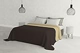 Italian Bed Linen Elegant Trapuntino Estivo, Microfibra, Marrone/Panna, Matrimoniale, 260x270cm