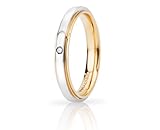 Fede Nuziale Unoaerre modello Cassiopea Slim in oro giallo e oro bianco 18kt con diamante