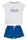 The Peanuts Snoopy Pigiama Donna - Hoopin League Pigiama Manica Corta Top con Pantaloni Bianco/Blu, bianco/blu, XL