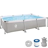 Avenli Piscina Rettangolare con Struttura, Grigio