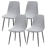 Alishomtll Set di 4/6 coprisedia in velluto elasticizzato, universale, per sedie da pranzo Eames Chair, rivestimento rimovibile, lavabile, protezione per cucina, matrimoni, feste (grigio argento, 4