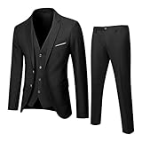 Meaunzyl Abiti da Uomo Cerimonia Completi 3 Pezzi Regular Fit Abiti Formale in Puro Colore Vestito con Bottoni Giacca E Pantaloni Manica Lunga Abito da Lavoro Classici Giacca per Matrimonio E Lavoro