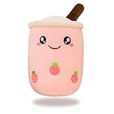 BJPERFMS Peluche Boba, Bubble Tea Peluche, 24CM Boba Tea Peluche, Bubble Tea Pupazzo, Morbido Peluche Kawaii Bubble Tea, Decorativi Plushie Regalo di Compleanno per Bambini Ragazze e Ragazzi (Rosa)