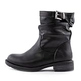 Toocool Stivaletti donna biker bassi motociclista casual fibbia Scarpe stivali G527 [38,nero]