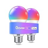 Govee Lampadina LED E27 Intelligenti WiFi e Bluetooth, Funziona con l app Alexa Google Assistant, 800lm, 16 Milioni di Colori RGBWW fai da te, Sincronizzazione Musicale Lampadina Smart, Set di 2