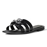 The Drop Monika Flat H-Band Slide Sandal Piatto, Catena Nera, 38 EU