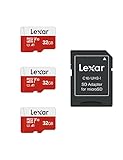 Lexar Micro SD 32 GB, Scheda Micro SD fino a 100 MB/sec(R), Scheda di Memoria microSDHC con Adattatore SD, A1, U1, C10, V10, Micro SD Card Confezione da 3