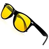 KANASTAL Occhiali Guida Notturna Lenti Gialli Uomo Donna Visione Notturni Quadrati Notte Montatura Nero Opaco Antiriflesso Yellow Night Driving Glasses per Guida Sicura -Lente Gialla