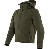 DAINESE - Ignite Tex Jacket, Giacca Moto Uomo, Fleece in Tessuto Idrorepellente e Traspirante, Giacca Moto Antipioggia, Protezioni Spalle e Gomiti, Dettagli Riflettenti, Verde Scuro