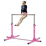 HOMCOM Sbarra per Ginnastica Artistica o Danza Classica Regolabile in Altezza (92-150 cm) per Bambini Max. 75 kg, Rosa