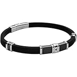 Boccadamo Bracciale da Uomo Linea Man. Bracciale Regolabile Fino a 21 cm in caucciù Nero, con Inserti in pvd e zircone Nero. Bracciale con Chiusura a Scatto. La referenza è abr592n