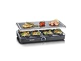 SEVERIN Raclette 1300 W con Pietra Naturale, Regolatore di Temperatura in Continuo, Raclette 8 Persone con Padelline Antiaderenti, Superficie di Cottura Grill Raclette 46 x 23 cm, RG 2372