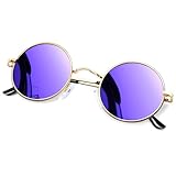 KANASTAL Occhiali da Sole Viola Specchio Rotondi Tondi Uomo Donna Polarizzati Lilla Specchiati Cerchio Circolari UV400 Vintage Retro Metallo Oro Purple Sunglasses Women Men -Viola