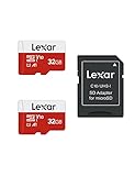 Lexar Scheda Micro SD da 32 GB, confezione da 2 schede di memoria Micro SD con adattatore SD, fino a 100 MB/s di velocità di lettura, UHS-I, U1, A1, V10, C10, scheda di memoria microSDHC