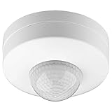 Goobay 96007 Rilevatore di movimento a soffitto a infrarossi - sensore PIR a 3 posizioni - montaggio a superficie - campo di rilevamento di 360° - portata di 6 m - uso interno (IP20) - adatto per LED