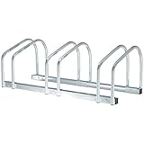 HOMCOM – Rastrelliera Portabiciclette Parcheggio per 3 Biciclette Tubi d acciaio 70.5 × 33 × 27cm Argento