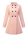 Allegra K Cappotto invernale da donna con colletto rialzato, doppio petto, tasche oblique, rosa, M