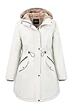 OROLAY Parka da Donna Invernale Caldo di Media Lunghezza con Piumino da Esterno con Cappuccio Foderato in Pile Beige L