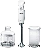 Bosch MSM6B500 Frullatore a immersione, 350W, Lama in acciaio inox, Impugnatura ergonomica, Facile da usare e pulire, Tritatutto incluso, Bicchiere graduato incluso, Grigio