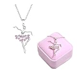 Danza Ballerina Ballerina Balletto Pendente Collana Fascino Sorpresa Regalo di gioielli per Ragazze, donne (Rosa)