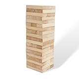 WOODENFUN Torre gigante in legno impilabile da 0,4 m – 1,2 m grande Tumble Tower giochi Jumbo Toppling Blocks giocattolo per bambini, adulti e famiglia (colore legno)