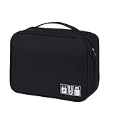 ACOPTON Organizzatore elettronico, borsa organizer portatile da viaggio, custodia impermeabile per accessori elettronici per iPad, cavi, caricabatterie, hard disk, power bank, carte da gioco (nero)