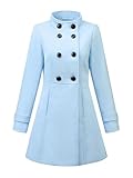 Allegra K Cappotto invernale da donna con colletto rialzato, doppio petto, tasche oblique, blu cielo, M