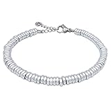 ParticolarModa Bracciale Donna regolabile anellini acciaio alluminio morbido 5 mm (Regolabile da 19 a 22 cm (x polso 16-18), Argentato)