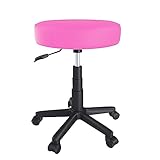 Arreditaly Sgabello Da Estetista Rotondo Con Ruote Sgabelli Manicure Pedicure Massaggio Fisioterapia Tatuaggi Sedia Girevole In Ecopelle Seduta Imbottita Altezza Regolabile da 44 a 56 Cm (Pink)