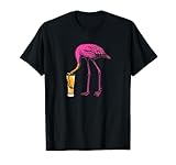 Fenicottero Rosa Bere Birra Divertente Flamingo Maglietta