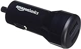 Amazon Basics Caricabatterie per auto a 2 porte USB, per dispositivi Apple e Android - 4,8 A/24 W - Nero