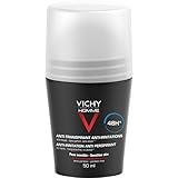 Vichy Homme Deodorante Roll-On da Uomo Antitraspirante, Adatto a Pelli Sensibili, Efficacia 48H, Pelle Fresca, Lenita e Protetta da Cattivi Odori, Con Oligo-Zinco e Acqua Termale di Vichy, 50 ml