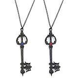 Generic 2 Pezzi Kingdom Hearts Sara Oblivion Keyblade Collana in Metallo Stile Nero Collana con Ciondolo Accessorio per Costume